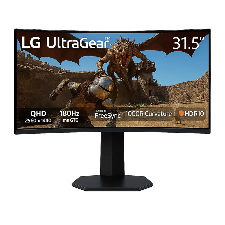 MONITOR CURVO GAME LG 31.5" 32GS60QC QHD ULTRAGEAR LED FREESYNC 180HZ HDMI DISPLAYPORT NEGRO