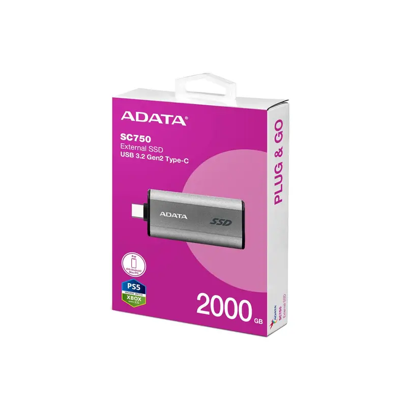 SSD EXTERNO ADATA SC750 2000GB USB-C 3.2 1,000MB/S (SC750-2000G-CCBK)