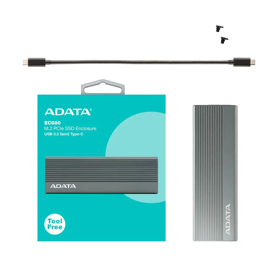 ENCLOSURE ADATA EC680 M.2/PCIE SSD USB 3.2 TIPO C (EC680-CCGY)