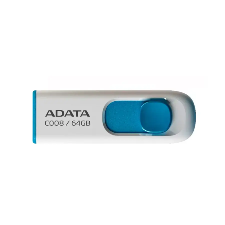 MEMORIA FLASH ADATA C008 64GB USB 2.0 BLANCO/AZUL (AC008-64G-RWE)
