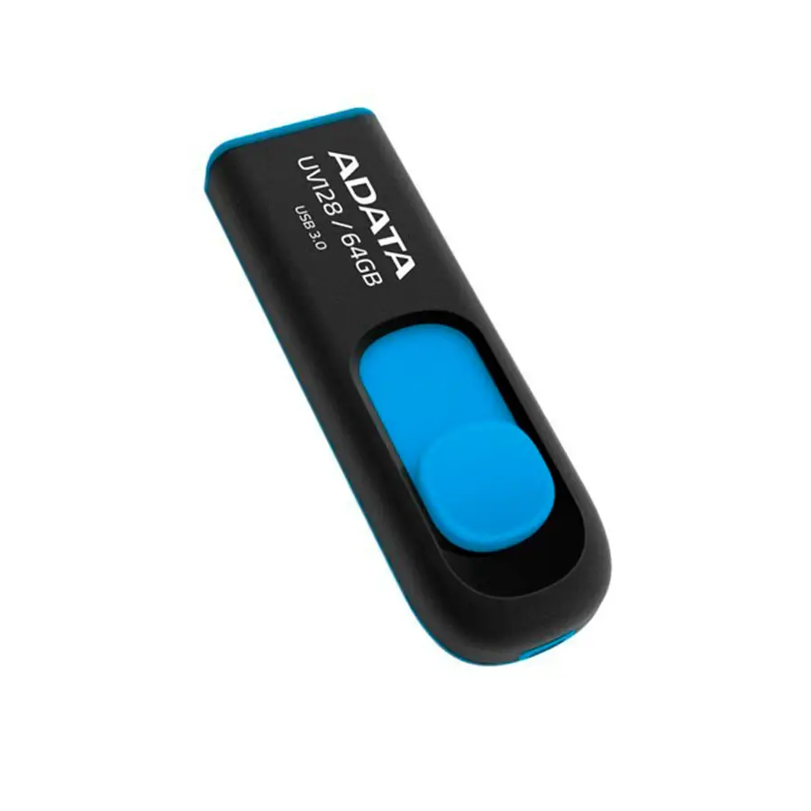 MEMORIA FLASH ADATA UV128 64GB USB 3.2 NEGRO/AZUL (AUV128-64G-RBE)