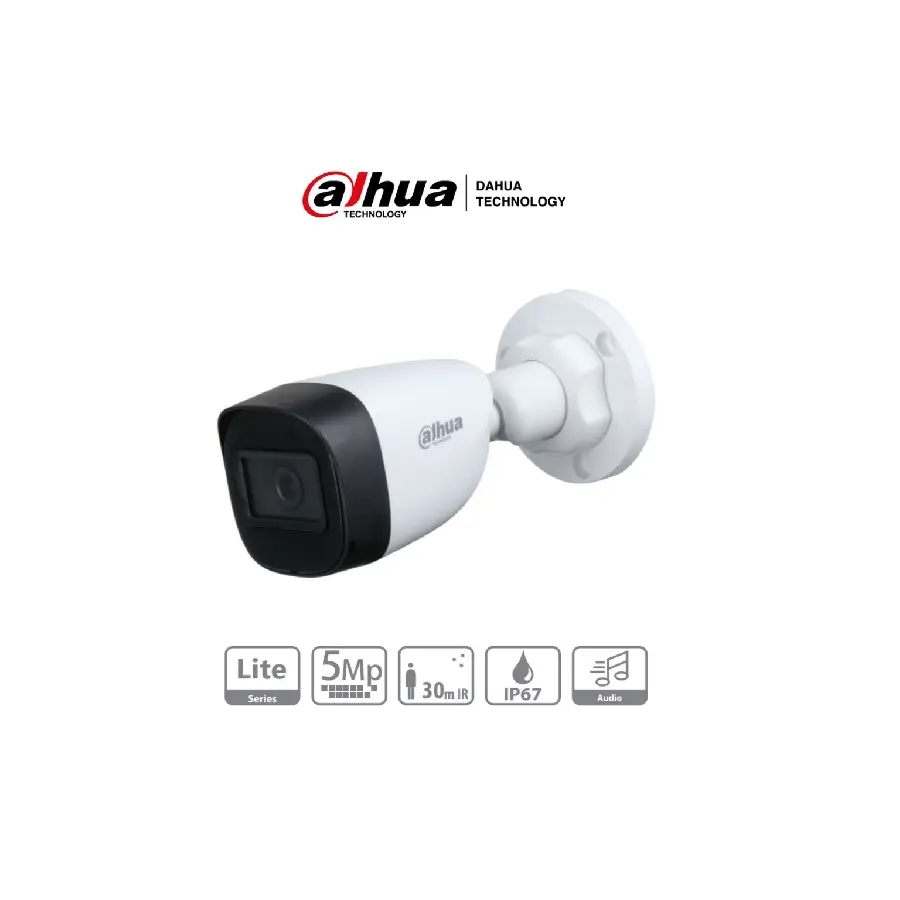 CAMARA DAHUA BALA DE 5 MPX/MICROF/LENTE 2.8MM/IR 30 MTS/STARLIGHT/IP67 (DH-HAC-HFW1500CN-A-0280B-S2)