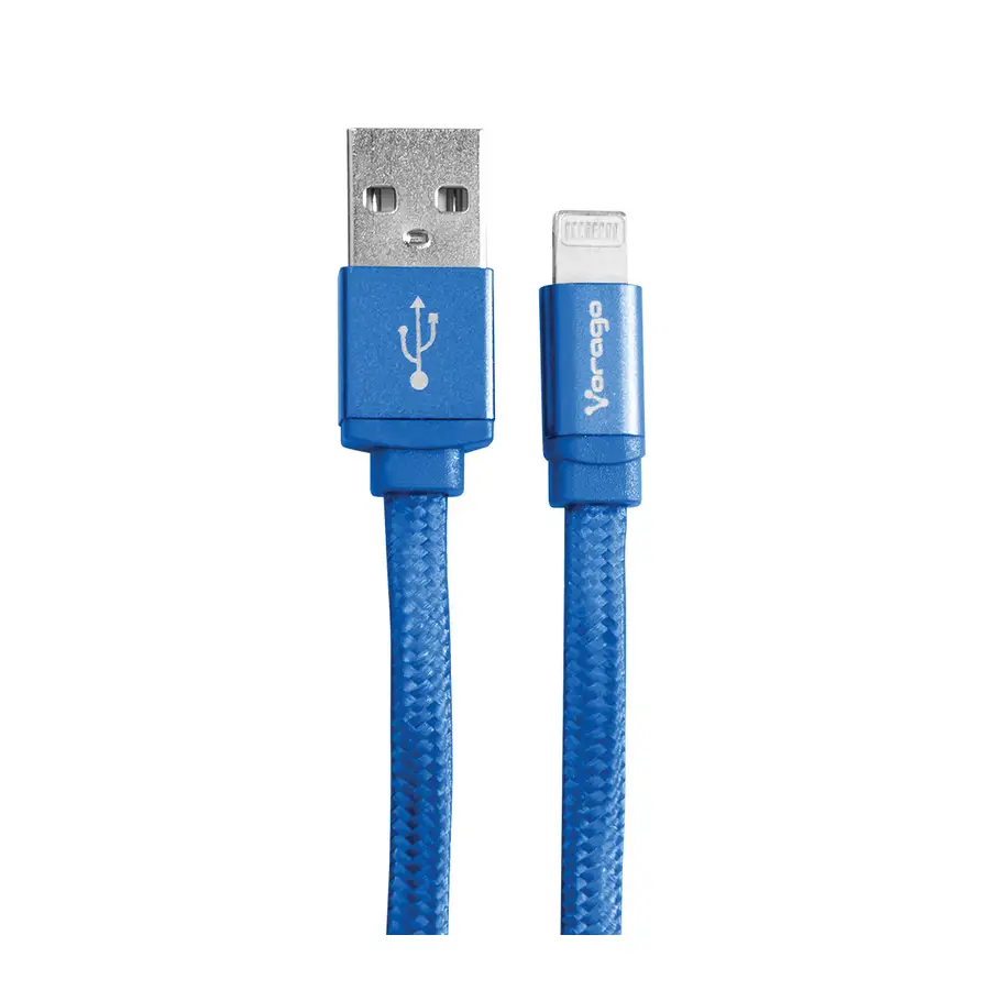 CABLE VORAGO USB-APPLE LIGHTNING (8 PINES) 1 METRO AZUL CAB-119-BL
