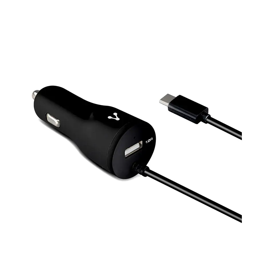 CARGADOR PARA AUTO VORAGO 1XUSB 2.0 + CABLE MICRO USB 2.4 A NEGRO AU-303