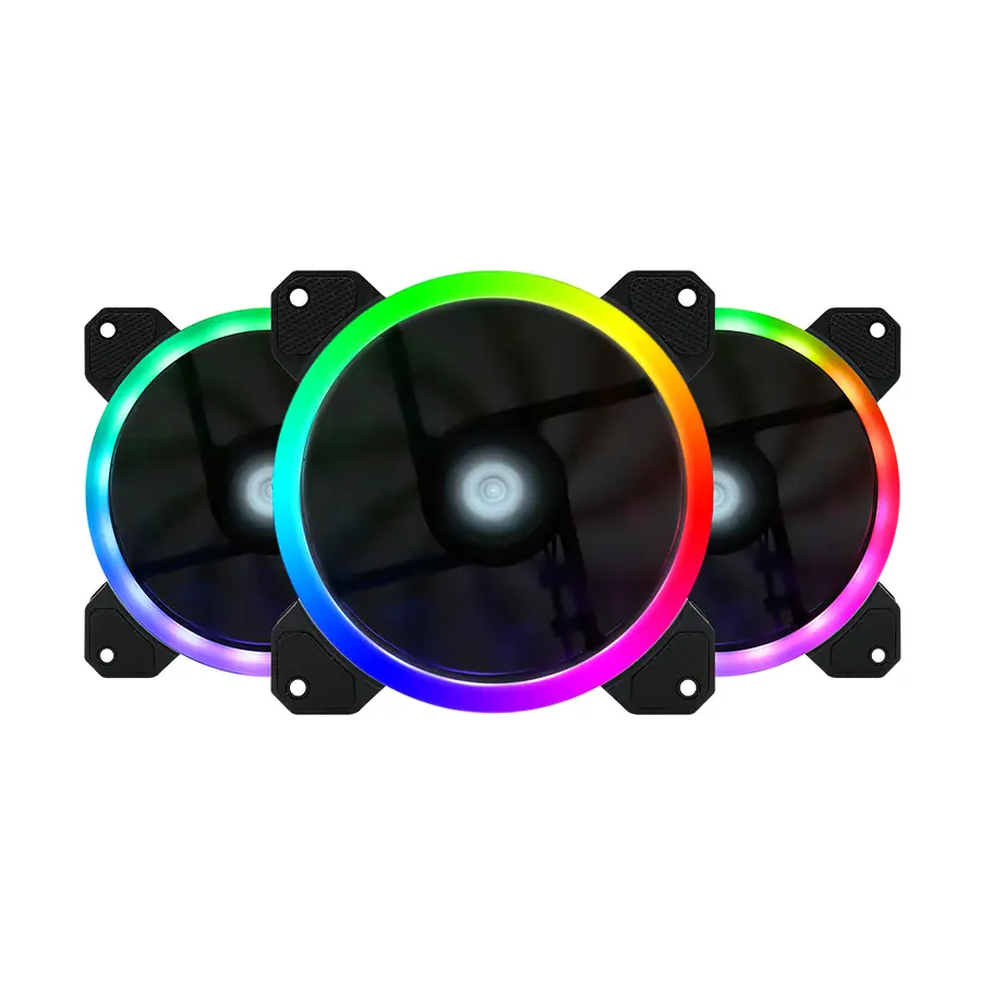KIT DE 3 x VENTILADORES GAME FACTOR, CONTROLADOR, DOBLE ANILLO FKG400