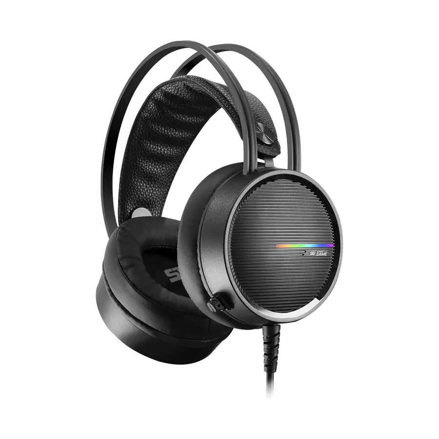 DIADEMA START THE GAME 2X3.5MM+USB(RGB) BOCINA 50MM + "Y" NEGRO HS-502