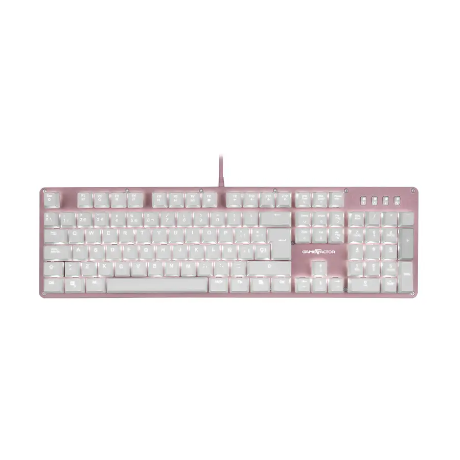 TECLADO MECANICO GAME FACTOR LUZ BLANCA/SWT RED/USB/ROSA KBG400-PK-RD