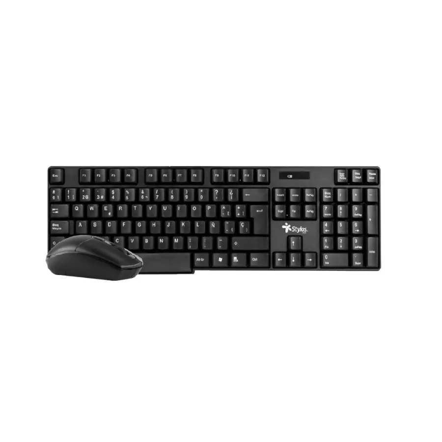 KIT MOUSE Y TECLADO STYLOS INALÁMBRICO 105 TECLAS, 3 BOTONES(STPKTM3B)