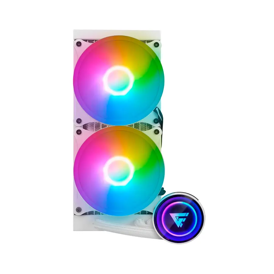 ENFRIAMIENTO LIQUIDO GAME FACTOR 2x120RGB 250W 70 CFM BLANCO LQG601 WH