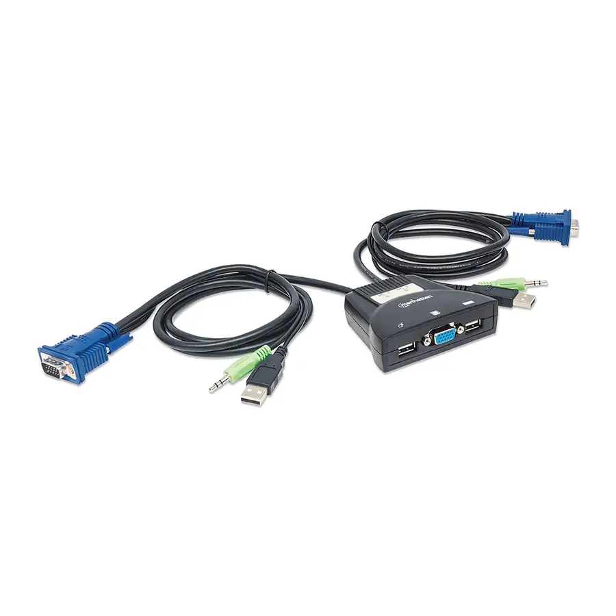 MUX KVM MINI USB 2:1 MANHATTAN CON CABLES + AUDIO 151245
