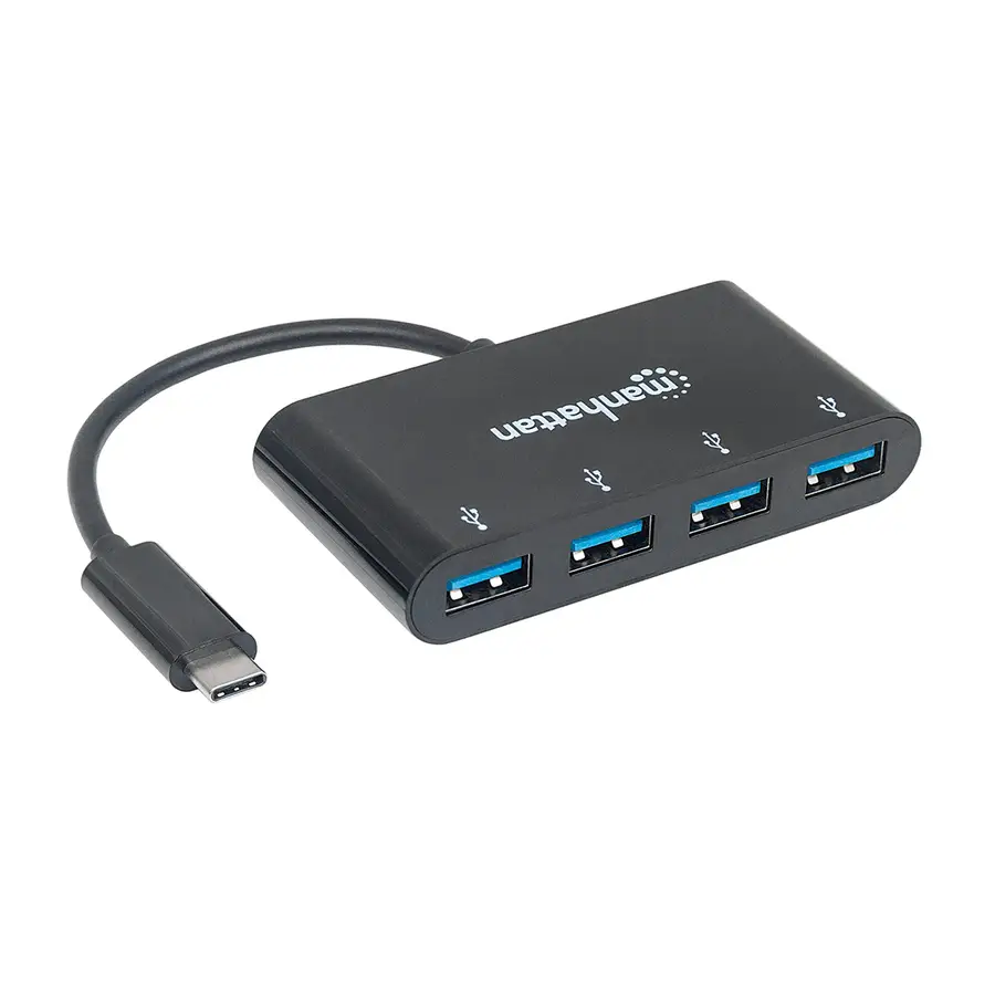HUB USB C MANHATTAN A 4 PTOS V3.1 NEGRO 162746
