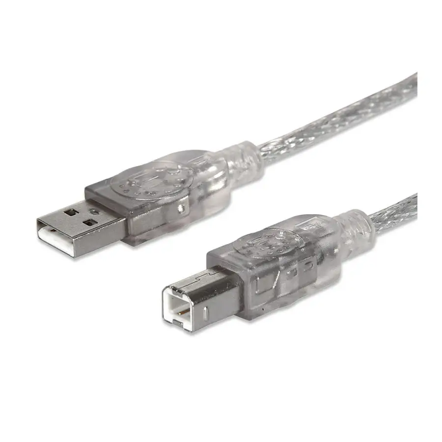 CABLE USB V2.0 MANHATTAN A-B  1.8M PLATA 333405