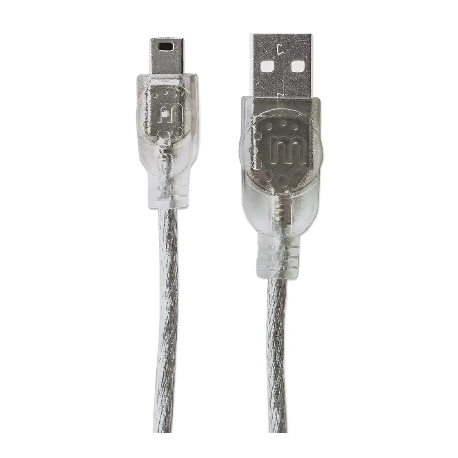 CABLE USB V2.0 MANHATTAN A-MINI B  1.8M PLATA  333412