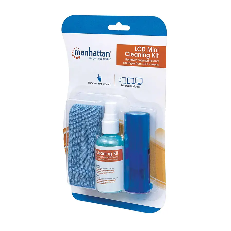 LIMPIADOR MANHATTAN MINI PARA LCD 60ML, MICROFIBRA Y BROCHA 421010