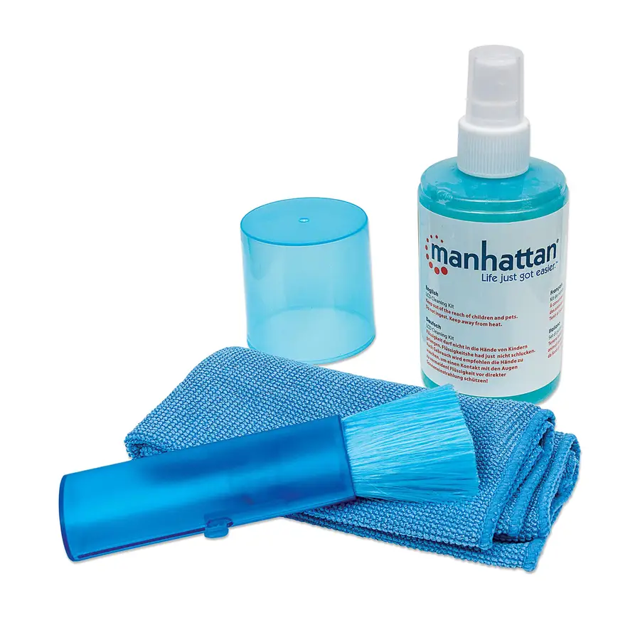 LIMPIADOR MANHATTAN LCD KIT 200ML, MICROFIBRA Y BROCHA 421027