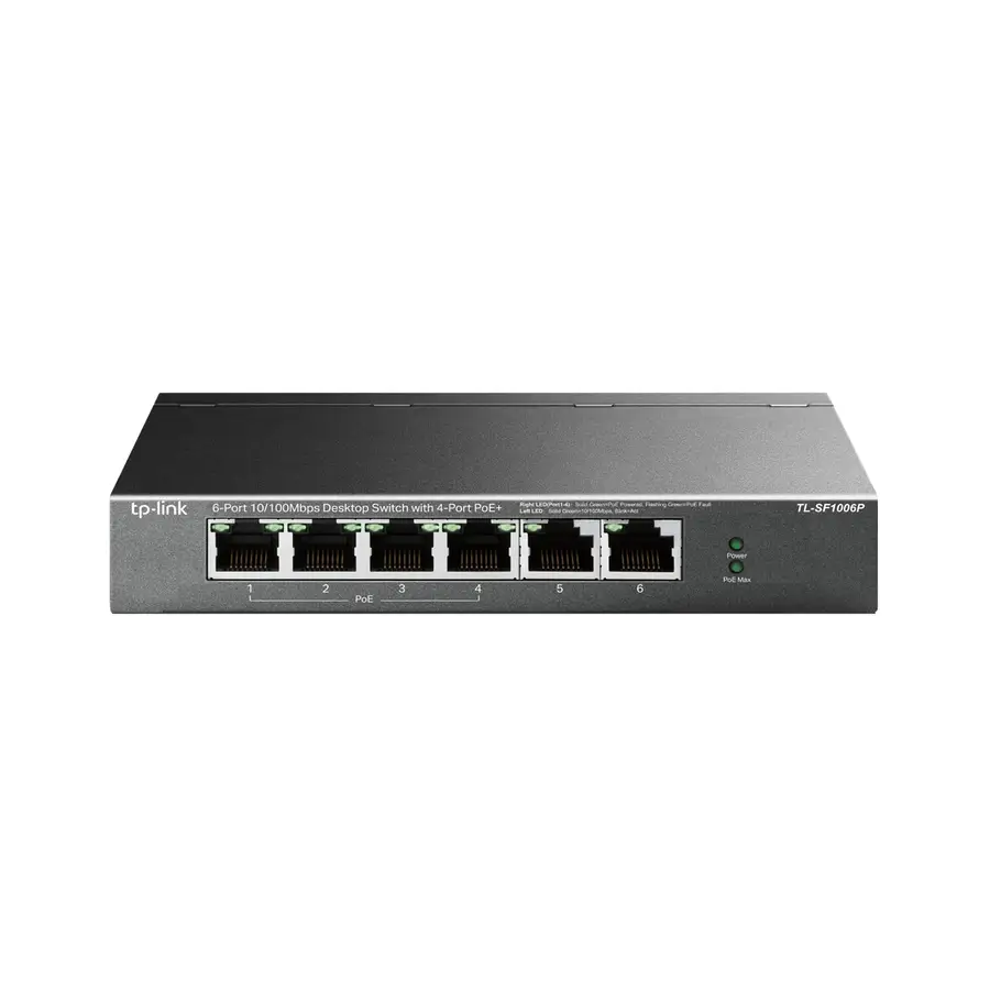 TP-LINK SWITCH POE 6 PUERTOS 10/100MBPS/POE + 4PUERTOS/ TL-SF1006P
