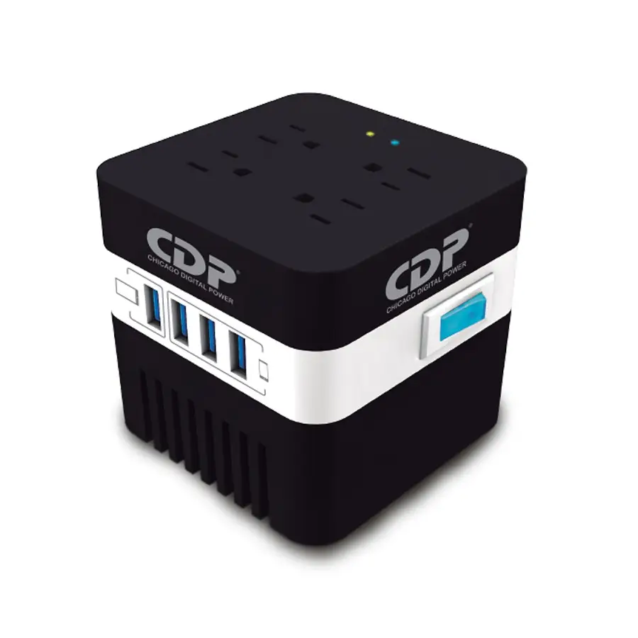 CDP RU-AVR604 600VA/300W AVR, 4 SALIDAS, 175 JULIOS, 4 PUERTOS USB, 120 VAC