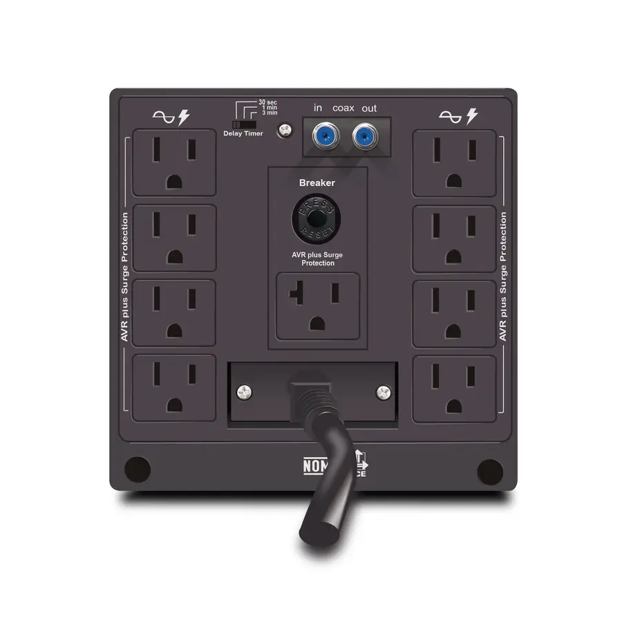 CDP R-AVR5008 5000VA/2500W AVR, 8 SALIDAS, 525 JULIOS, SISTEMA DE RETARDO DE ENCENDIDO, PROTECCION COAXIAL, 120 VAC