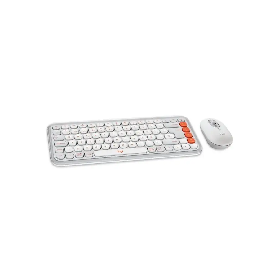 KIT LOGITECH POP ICON TECLADO/MOUSE BT OFFWHITE/ORANGE (920-013055)