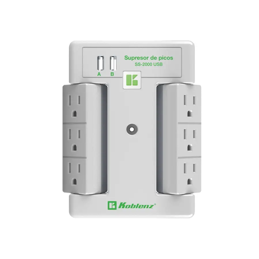 SUPRESOR KOBLENZ 6 CONT GIRATORIOS Y 2 PTOS USB 2.4A SS-2000 (00-5348-00-8)