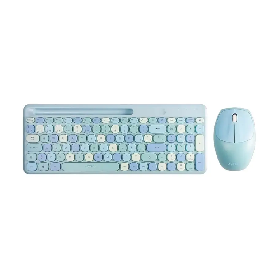 KIT DE TECLADO Y MOUSE ACTECK CREATOR CHIC COLORS MK470 INALAMBRICO AZUL