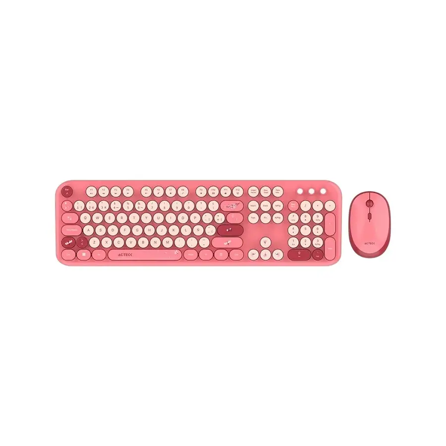 KIT DE TECLADO Y MOUSE ACTECK AC 940207 CREATOR CHIC K COLORS MK485 INALAMBRICO RF ROSA