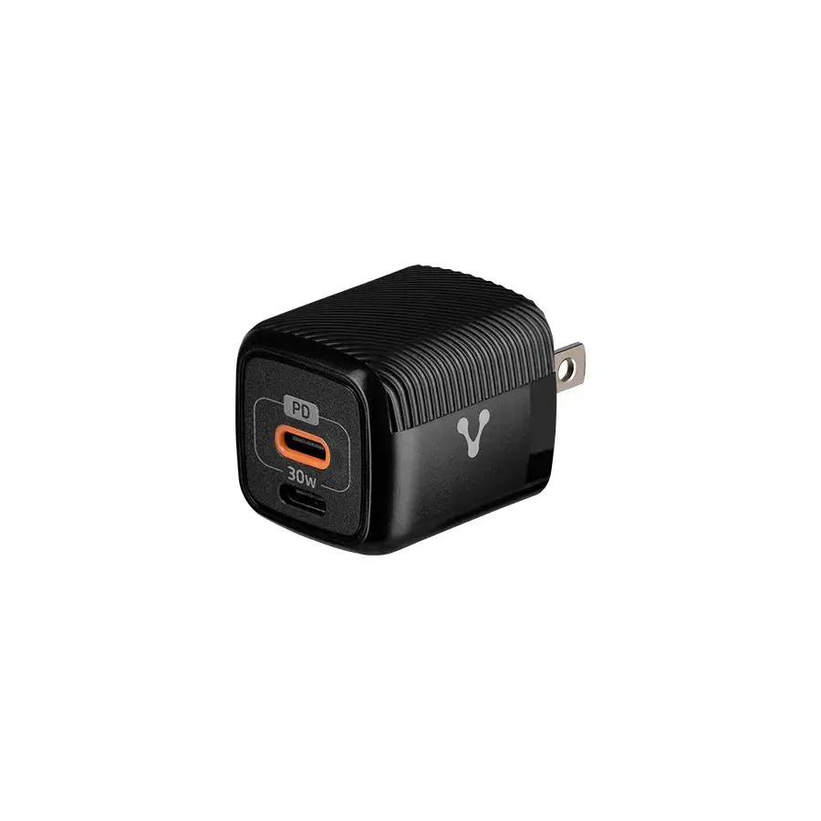 CARGADOR PARED VORAGO AU-355 FAST CHARGE 2 X USB-C 30W NEGRO