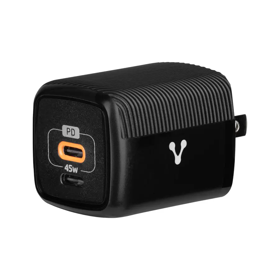 CARGADOR PARA PARED VORAGO AU-402 FAST CHARGE 3.0 A 1 USB C 45W NEGRO