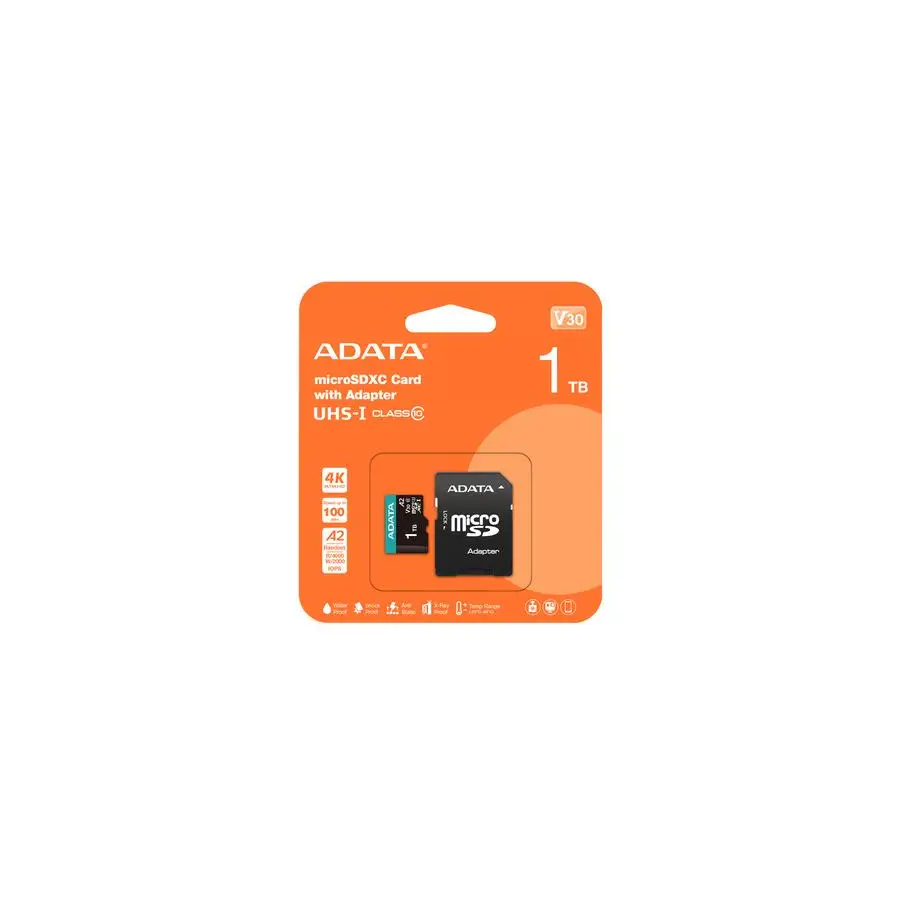 MICROSD ADATA PREMIER PRO 1TB 100/85MB/S V30 A2 (AUSDX1TUI3V30SA2-RA1)
