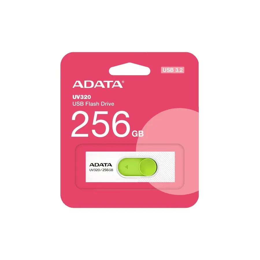 MEMORIA FLASH ADATA UV320 256GB USB3.2 WHITE-GREEN (AUV320-256G-RWHGN)