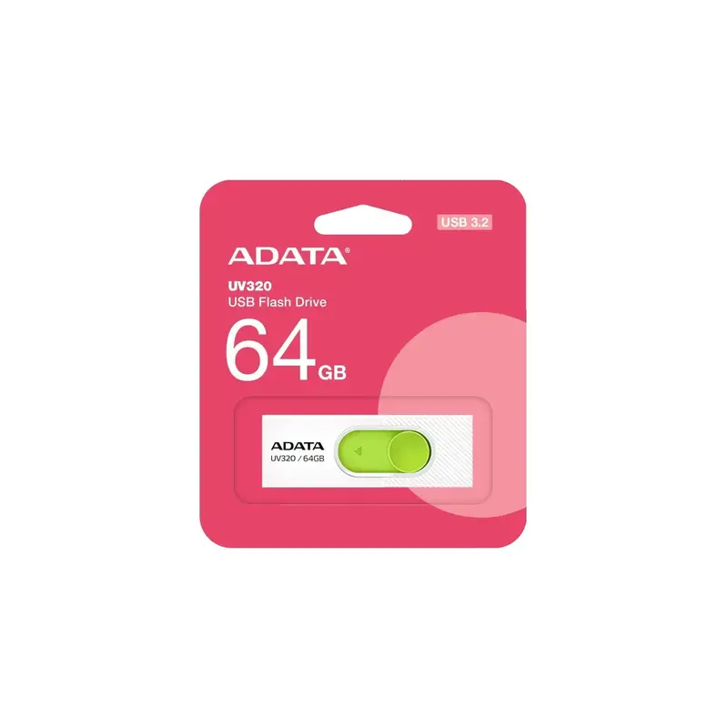 MEMORIA FLASH ADATA UV320 64GB USB 3.2 WHITE-GREEN (AUV320-64G-RWHGN)