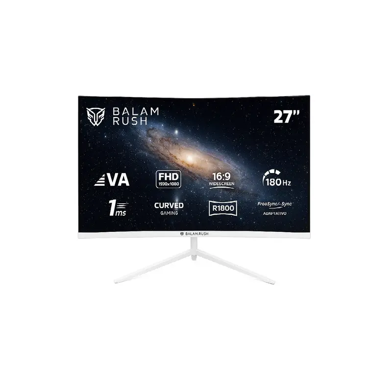 MONITOR GAMER CURVO BALAM RUSH ANDROMEDA LED 27" 1920X1080 FHD G SYNC/FREESYNC 180HZ HDMI/DISPLAYPORT BLANCO