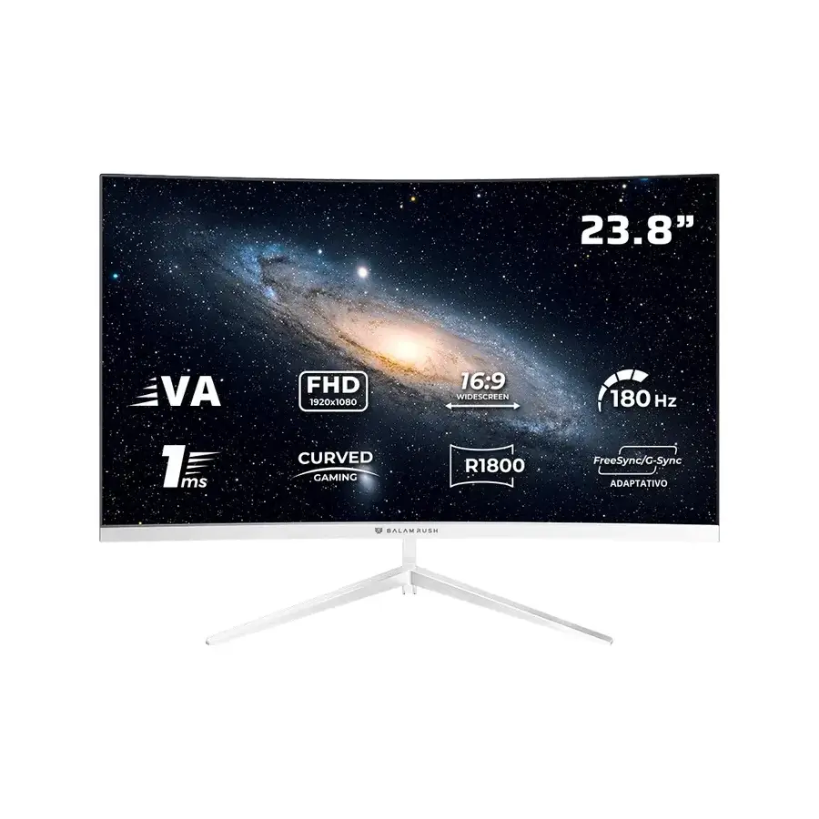 MONITOR GAMER CURVO BALAM RUSH ANDROMEDA 23.8" VA FHD 180HZ BLANCO