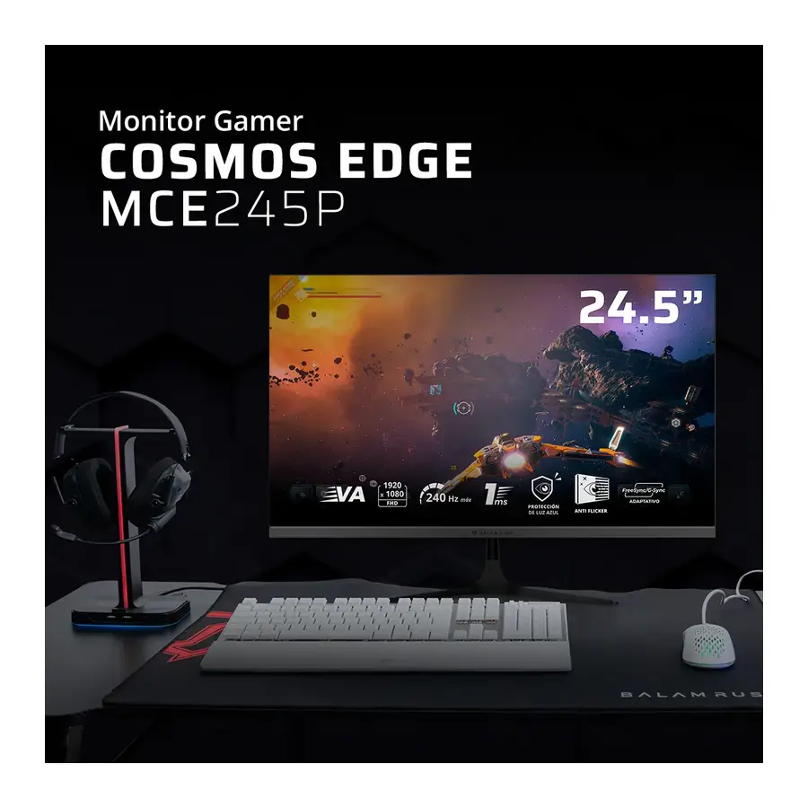 MONITOR BALAM RUSH GAMER 24.5" VA COSMOS EDGE MCE245P 240 HZ 1MS NEGRO