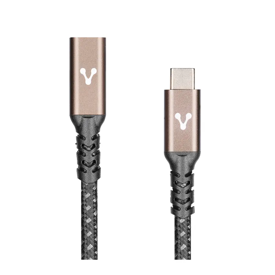 CABLE EXTENSIÓN VORAGO TIPO C HEMBRA-TIPO C MACHO 1 M 100 W NEGRO (CAB-127)