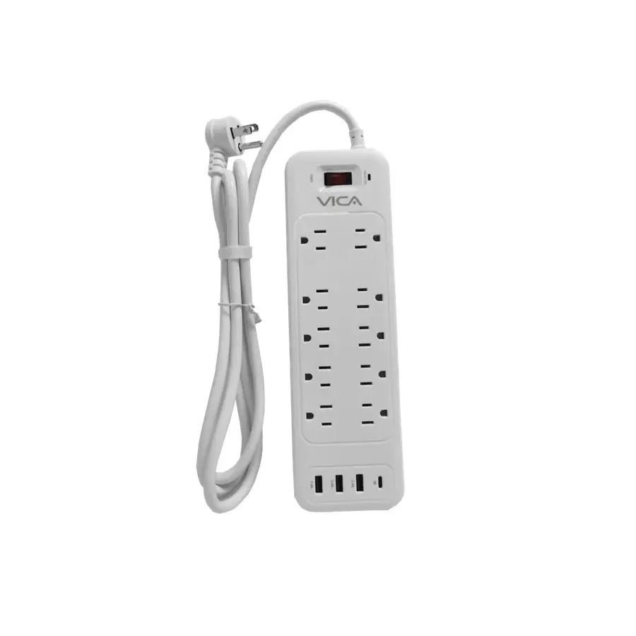 SUPRESOR DE PICOS VICA C/ 10 TOMAS,3 PTOS USB-A,Y 1 PTO USB-C (EX 9P)