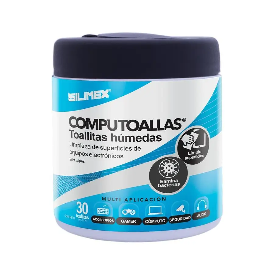 TOALLAS HUMEDAS SILIMEX BOTE CON 30 PZAS COMPUTOALLAS