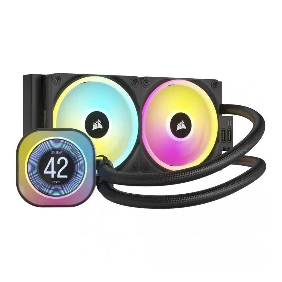 ENFRIAMIENTO LIQUIDO CORSAIR ICUE LINK H100I LCD RGB PARA 2X 120MM 240MM HASTA 2400RPM NEGRO