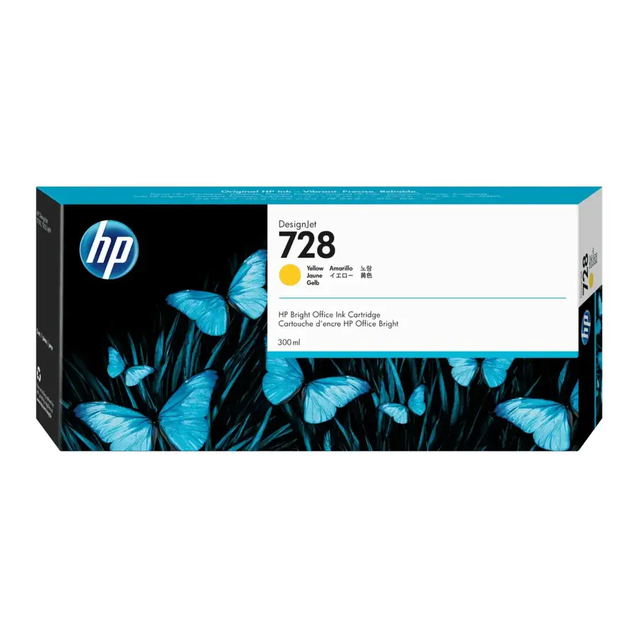 CARTUCHO DE TINTA HP DESIGNJET 728 DE 300 ML, AMARILLO F9K15A