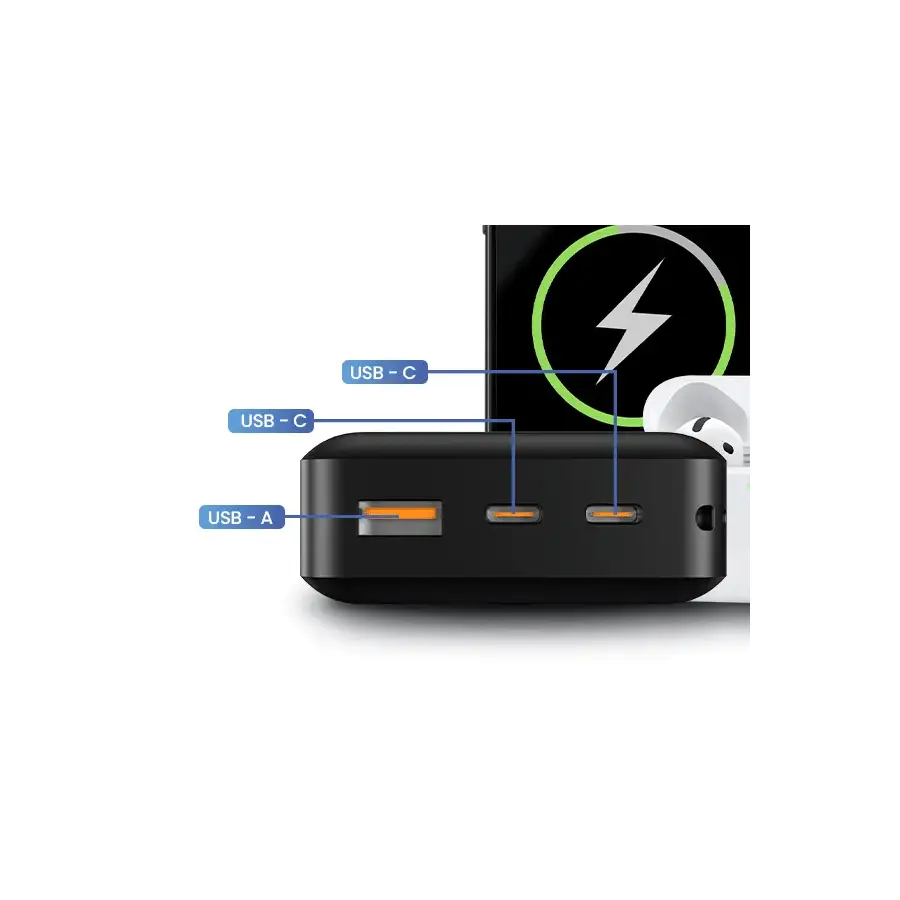 Getttech Power Bank Carga Rápida, 20,000 mAh, USB-C/USB-A - Modelo: GBN-E20FC-01