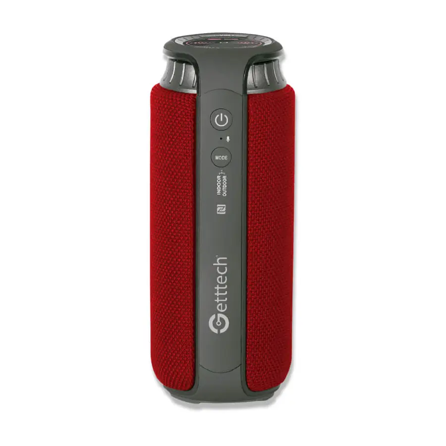 BOCINA GETTTECHGBS-31504R BLUETOOTH 4.2 MICROFONO, 3.5MM, RANURA MICROSD, RESISTENTE AL AGUA, ROJO BEAT