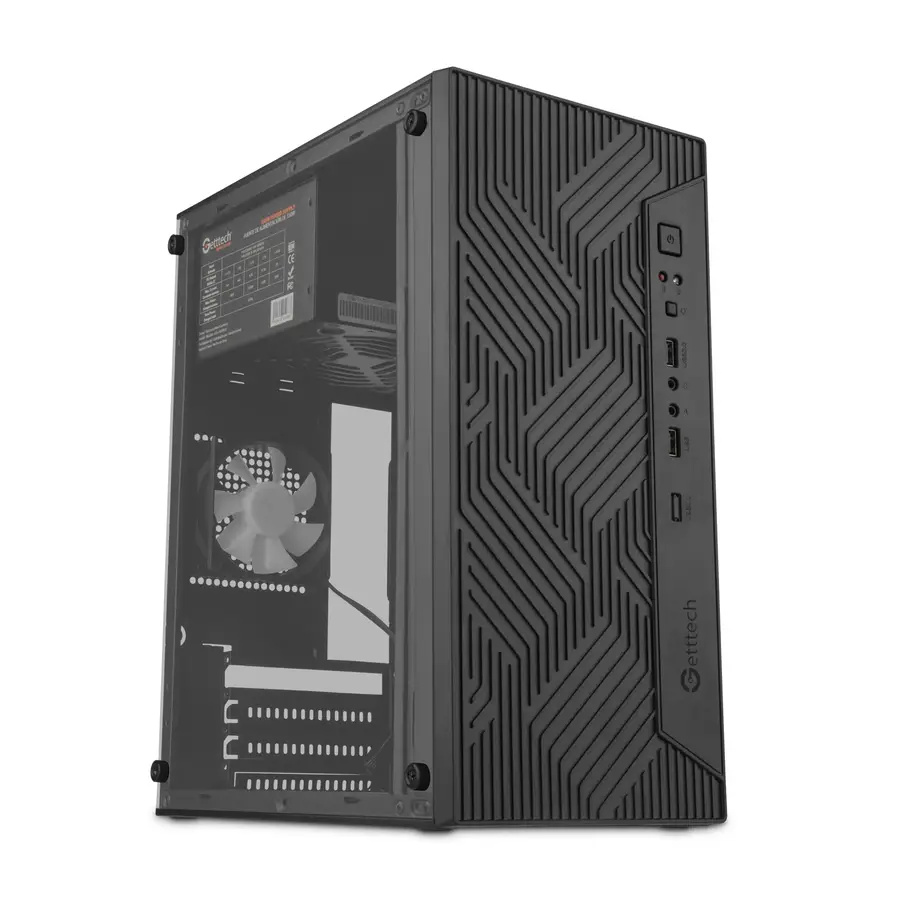 GABINETE GETTTECH VITRO S MINI TORRE M-ATX E ITX C/FUENTE DE PODER 550W 1 VENTILADOR GCS-INOY1-01
