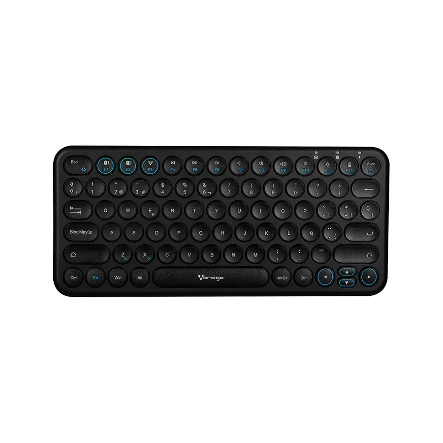 TECLADO VORAGO SLIM RECARGABLE TIPO C, 2 BT+WIRELESS NEGRO KBW-400