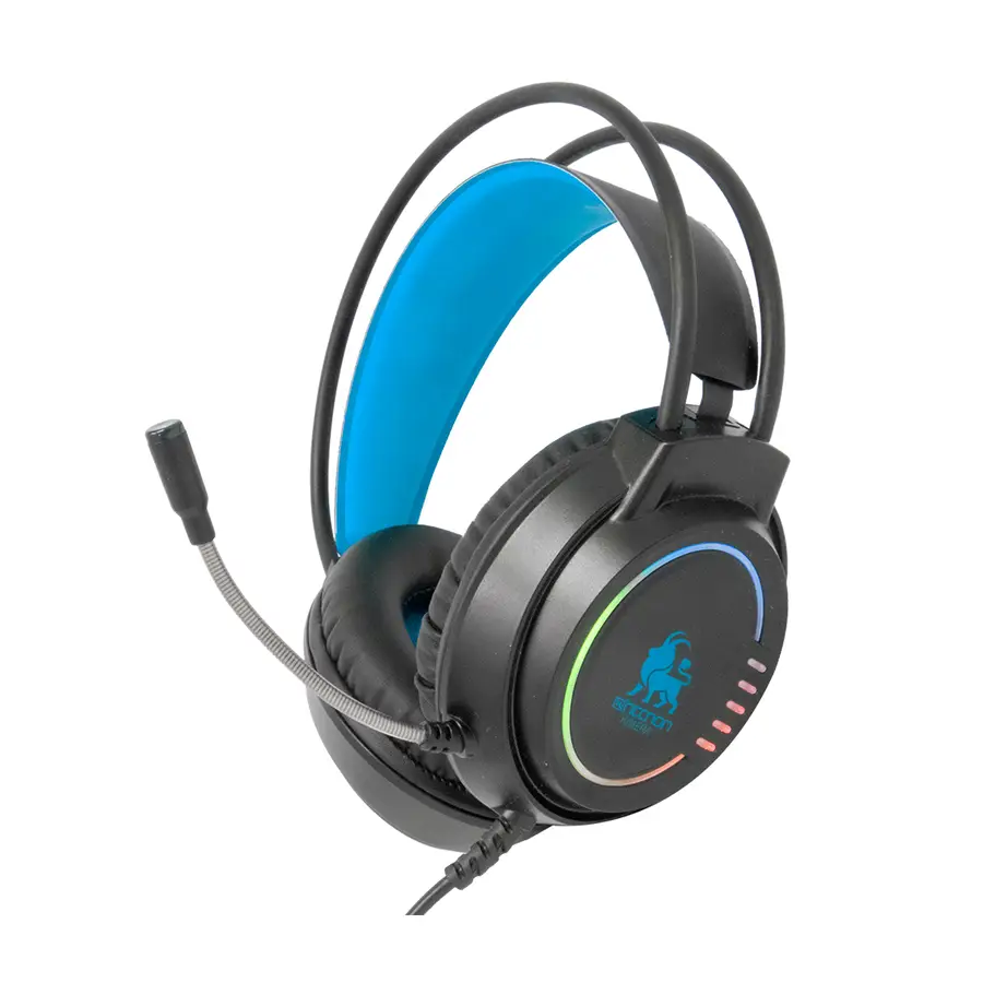 DIADEMA GAMER NECNO USB MICROFONO ALAMBRICO 2.10 METROS 3.5MM NEGRO AZUL  NCAGKI03FL