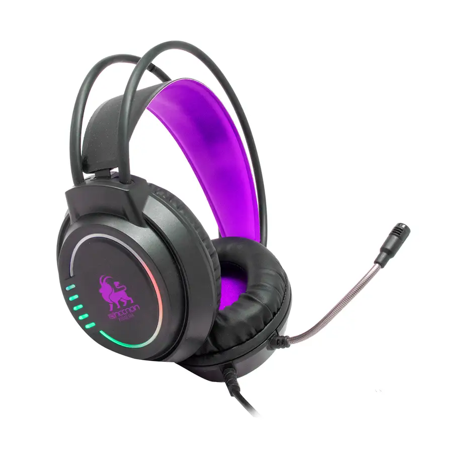 DIADEMA NECNON NBHG KIMERA RGB 3.5MM USB MICROFONO ALAMBRICO 2.10 METROS 3.5MM FLEXIBLE NEGRO MORADO NCAGKI13FL