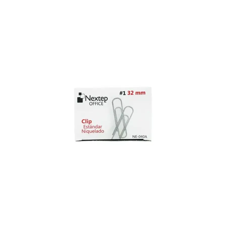 CLIP ESTANDAR NEXTEP NIQUELADO #1 32mm PAQUETE/10 100 CLIPS C/U NE-040A