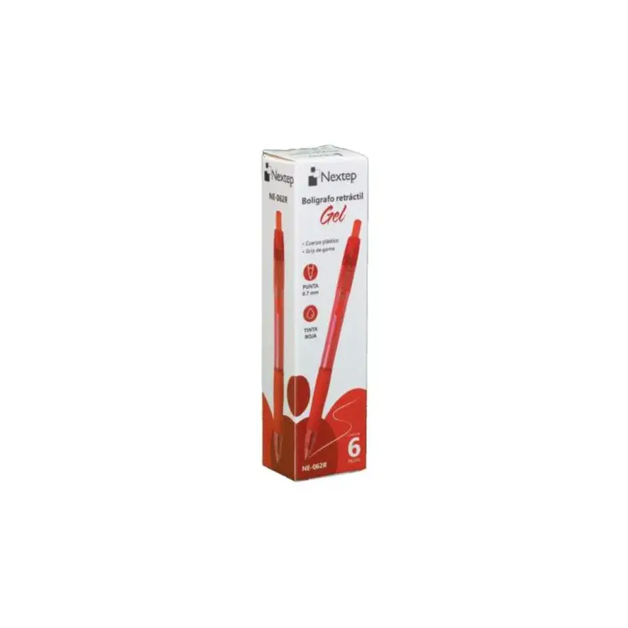 BOLIGRAFO GEL RETRACTIL NEXTEP MEDIANO 0.7mm COLOR ROJO C/6 NE-062R