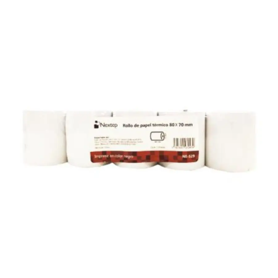 ROLLO DE PAPEL TERMICO 80 X 70 MM IMPRESION NEGRO PAQUETE CON 5 PIEZA