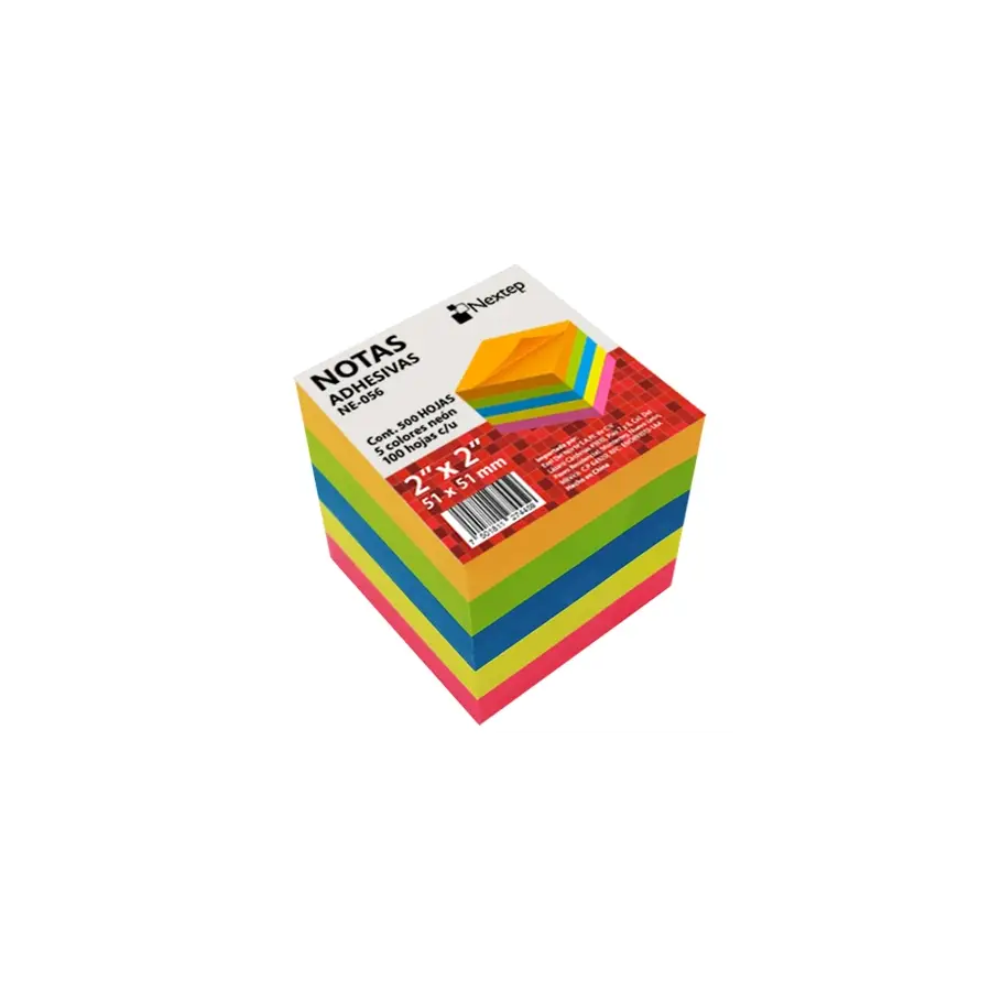 NOTAS ADHESIVAS NEXTEP, 2X2" NEON (5 BLOQUES/500 HOJAS) NE-056
