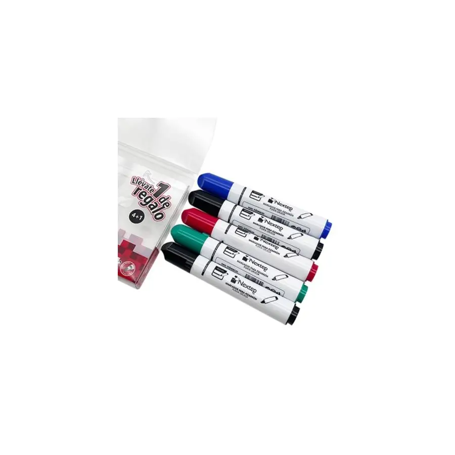 JUEGO DE MARCADORES NEXTEP P/ PIZARRON BLANCO (4 COLORES N,A,R,V) PUNTA GRUESA CINCEL 4MM NE-078
